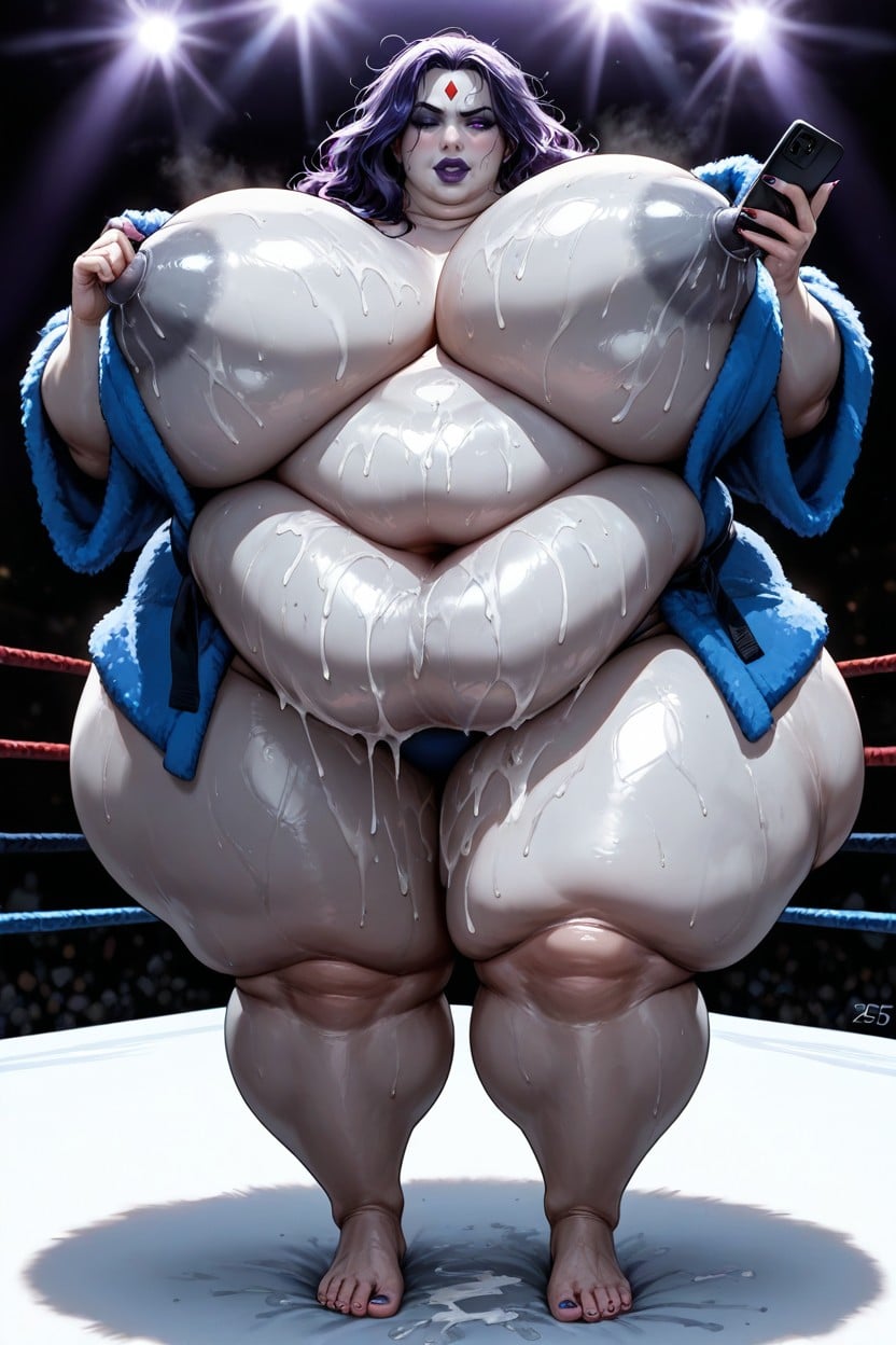 Grey Skin, Extremely Fat Legs, Raven From Dc Comics Hentai AI Porn
