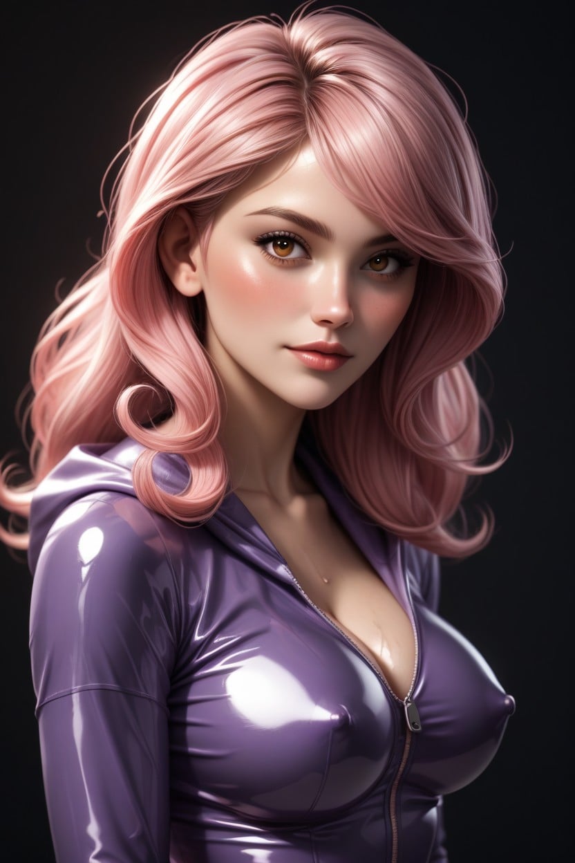 Pale Skin, Both Eyes Open, Cleavage Shemale AI Porn