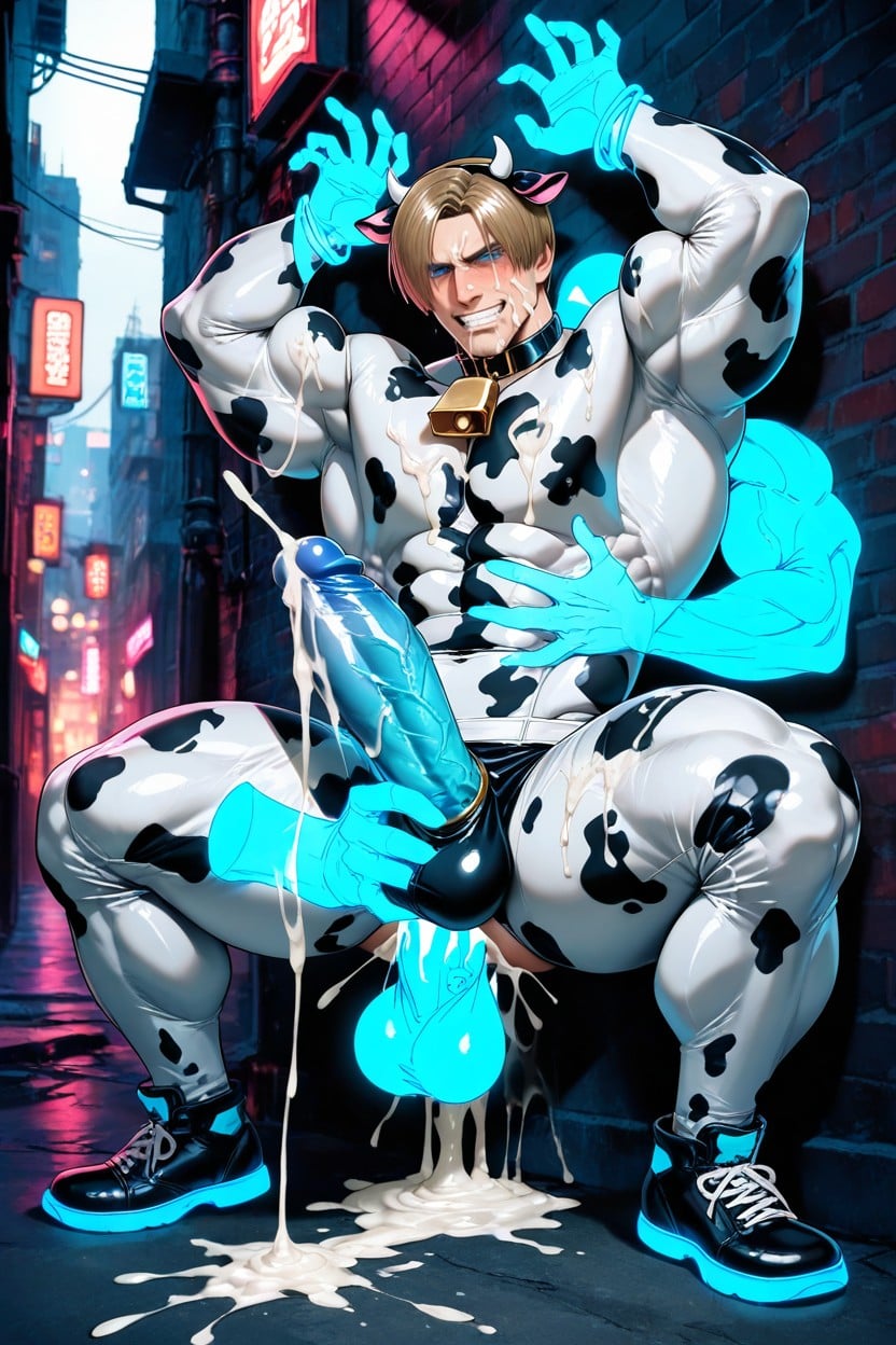 Ghost Arms Groping Him, Músculos Sobredimensionados, Cum Pouring Out Of Ass Porno gay IA
