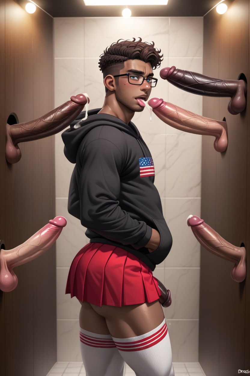 Interracial Sex, Laced Thighhighs, Leaking Penis Porno IA Gay