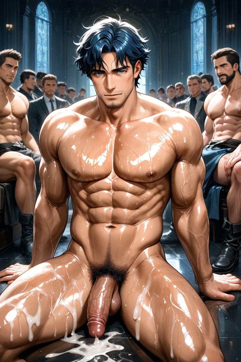 Muscular, Smooth Skin, Wide-shot Porno gay IA