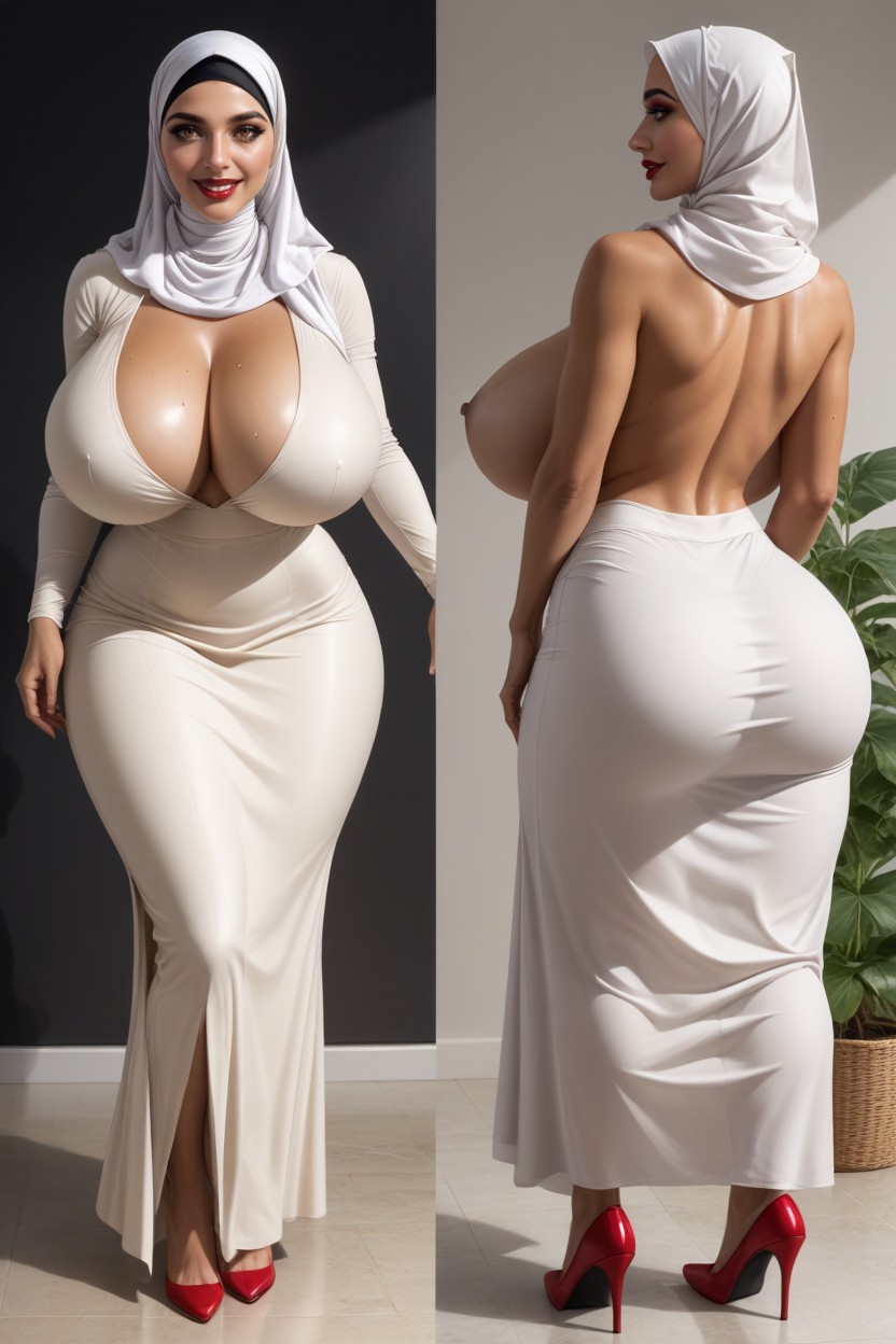 Extremely Large Ass, Rear View, Hijab Hentai AI Porn