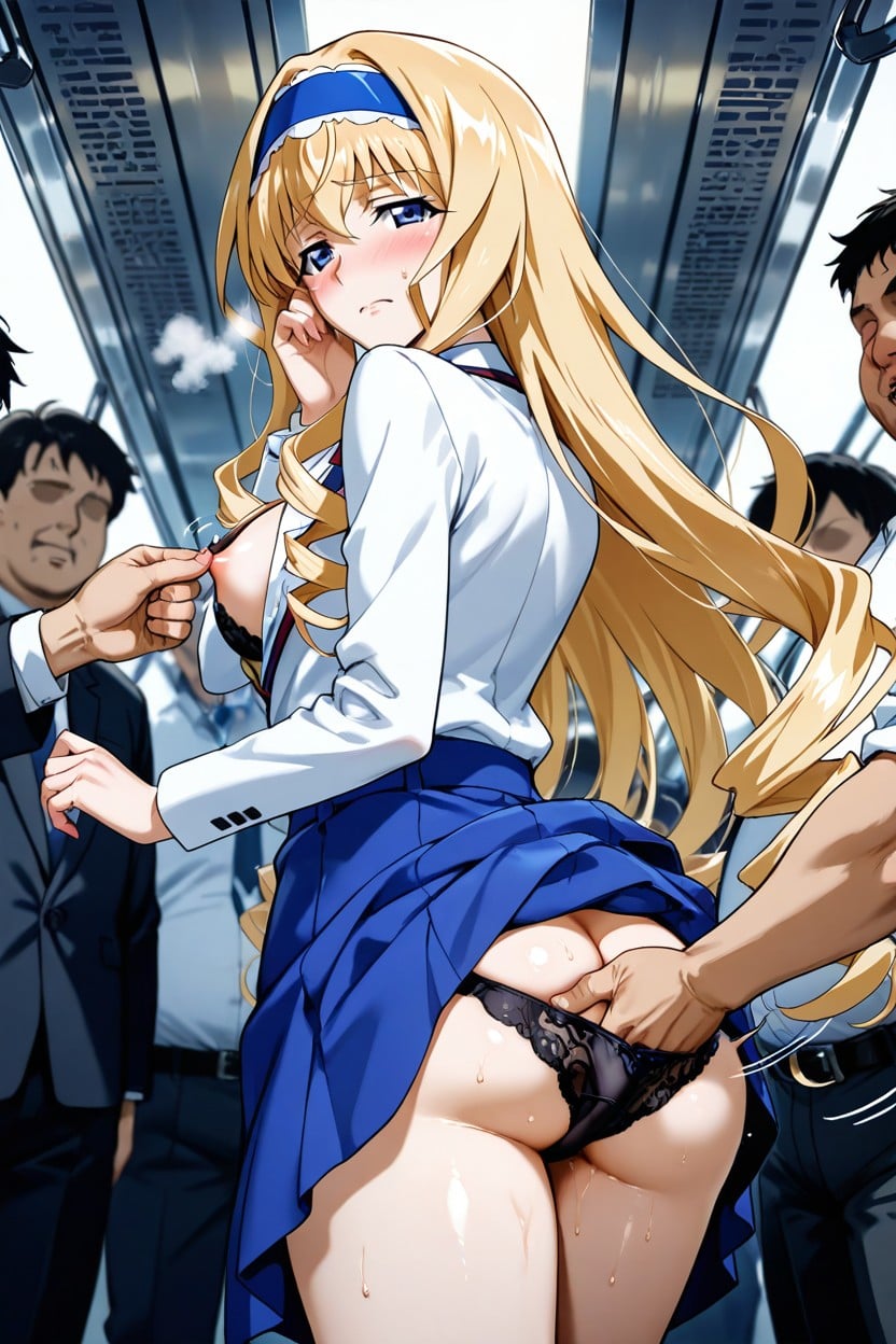 Bottom Up, Groping, There Are A Lot Of Salarymen Around Hentai AI Porn