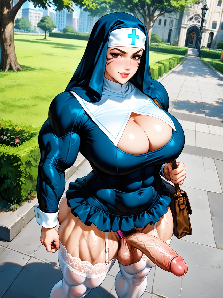 Nun, Frilly Tutu With Deep Cleavage, Wide Hips Hentai AI Porn
