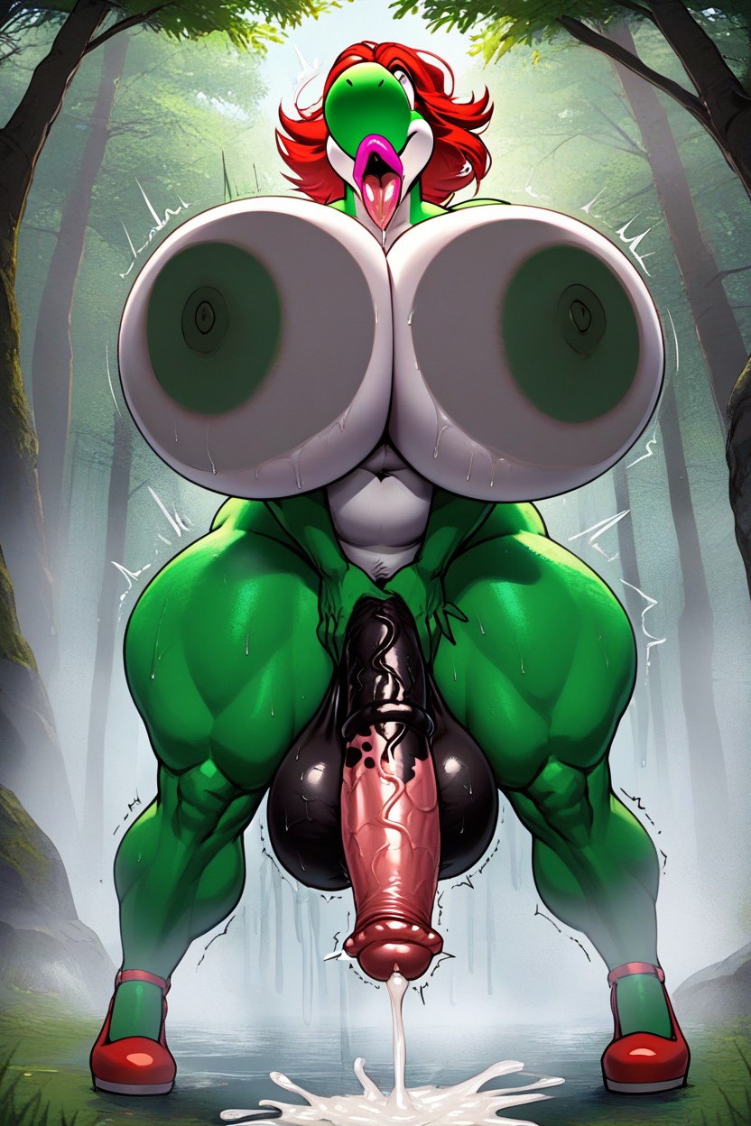 Strong Throbbing, Masturbating With Both Hands, Cumshot Furry AI Porn