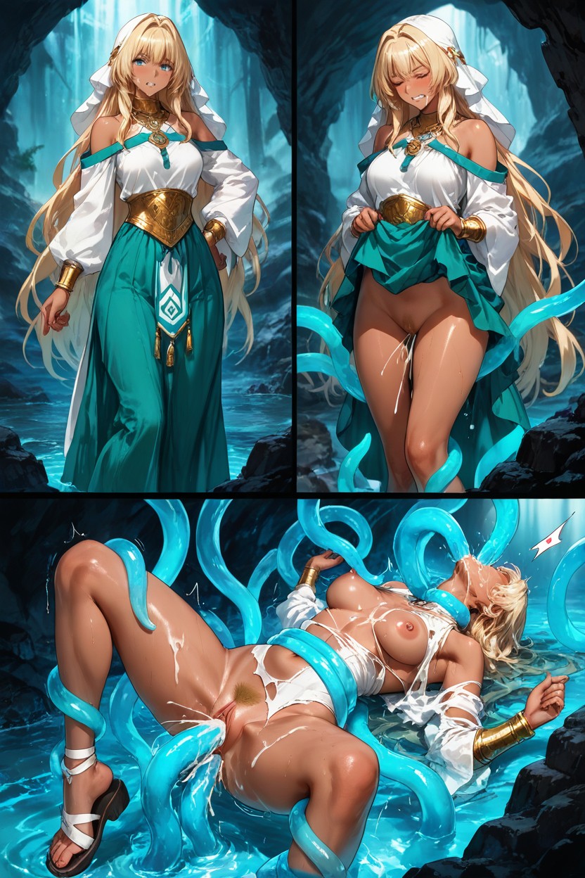Clenched Teeth, Emerald, Blue Eyes Hentai AI Porn