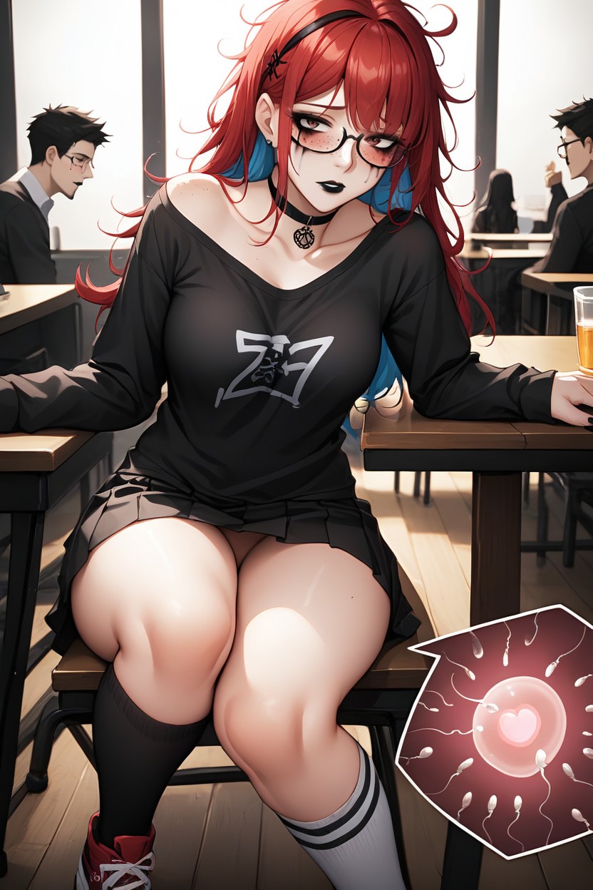 Blushing, Shy, Top Down View From Behind Man's Back Hentai AI Porn