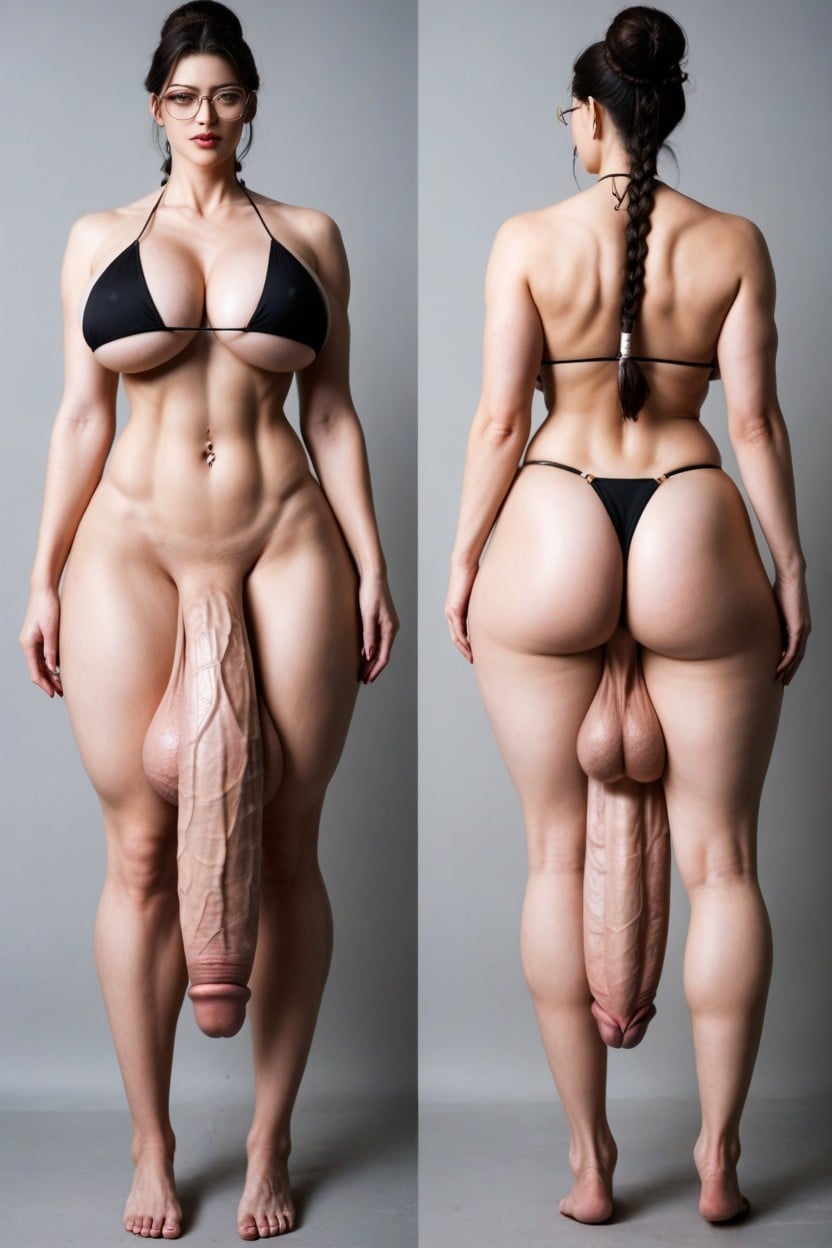 Veiny Penis, Gigantic Flaccid Cock, Pale Skin Shemale AI Porn
