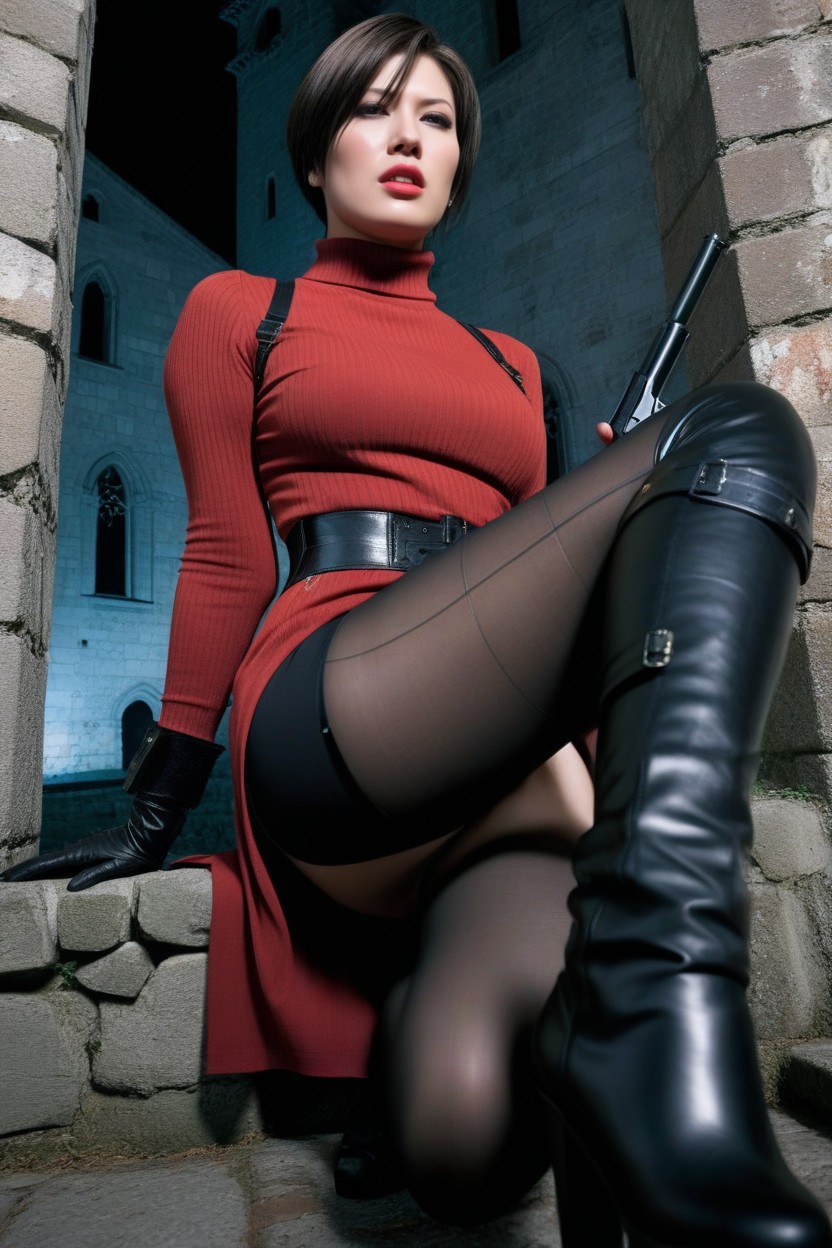 Full Body View, Black Gloves, 25+ AI Porn
