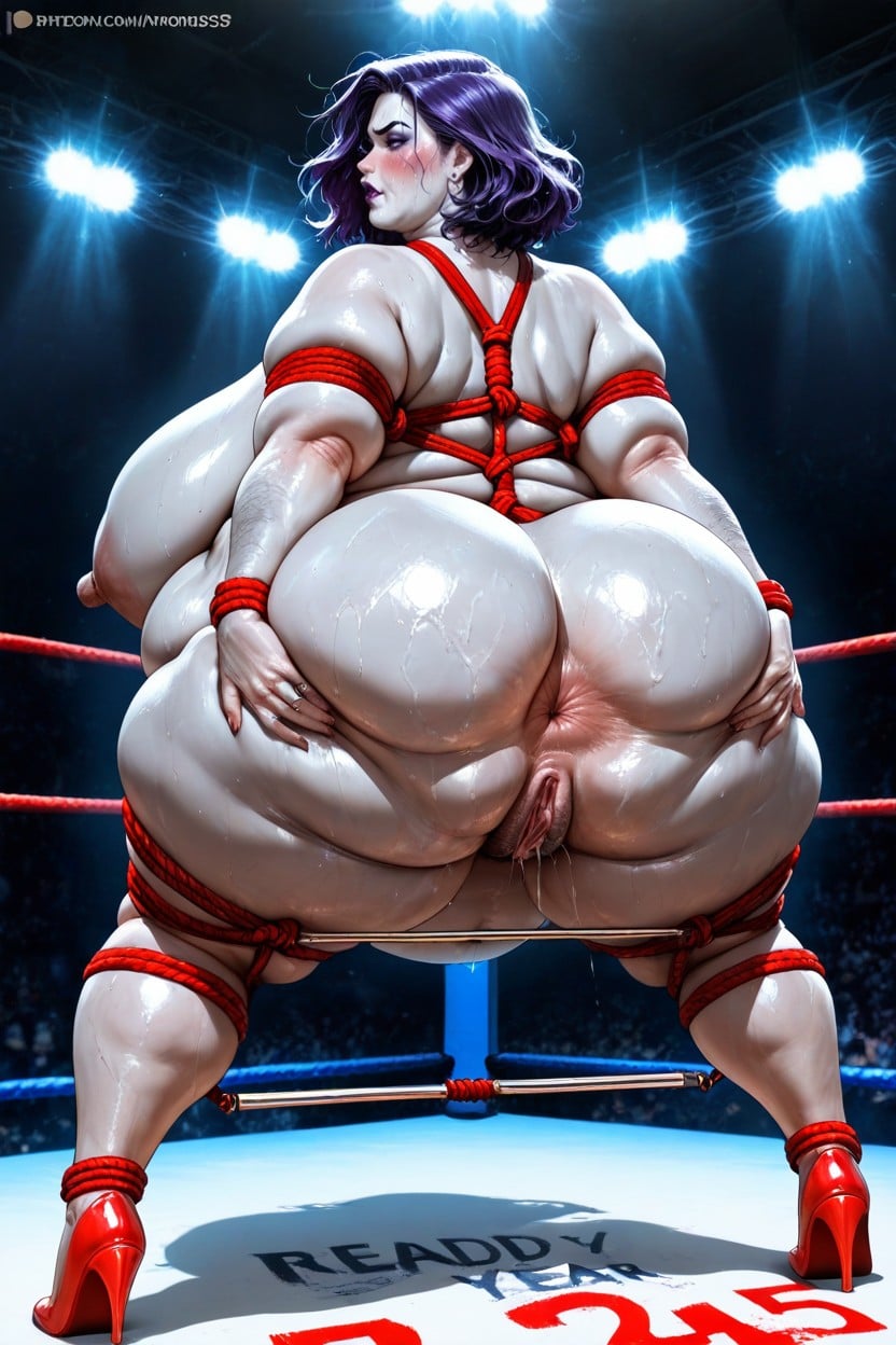 Cellulite, In A Wrestling Ring, Hyper Morbidly Obese Hentai AI Porn
