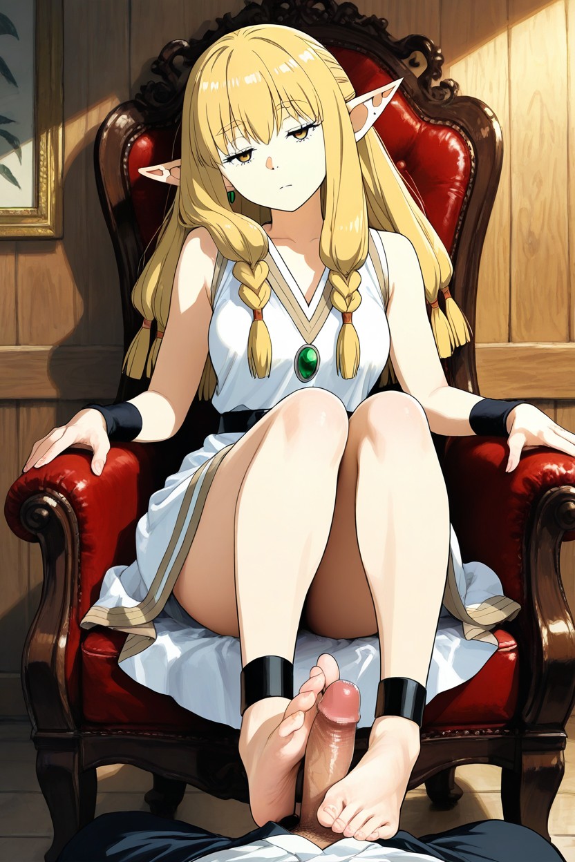 Half Closed Eyes, One Male, Hyper Oversized Classic Chair Hentai AI Porn