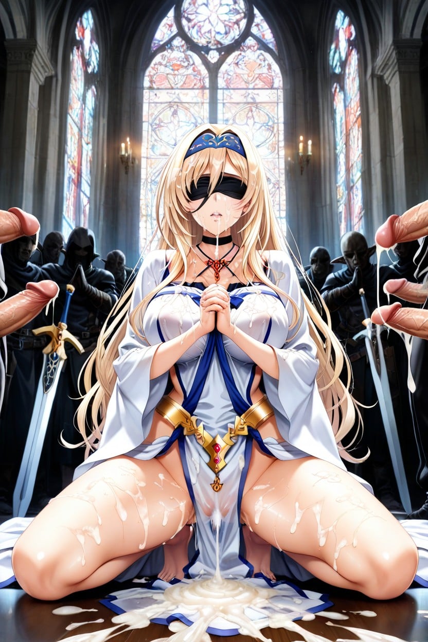 Holding Sword, Excessive Cum On Clothes, Cum On Face Hentai AI Porn