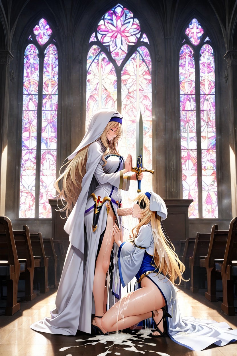 Excessive Cum Everywhere, Excessive Cum On Clothes, Long Flowing Hair Hentai IA