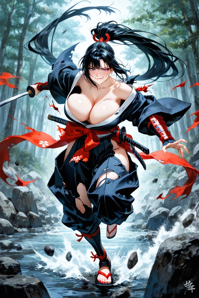 Torn Clothes, +, Detailed Eyes Hentai AI Porn