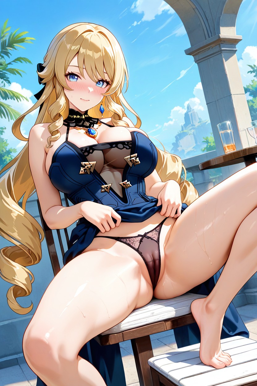 Lifted Up Her Dress, On, See Through Panties Hentai AI Porn