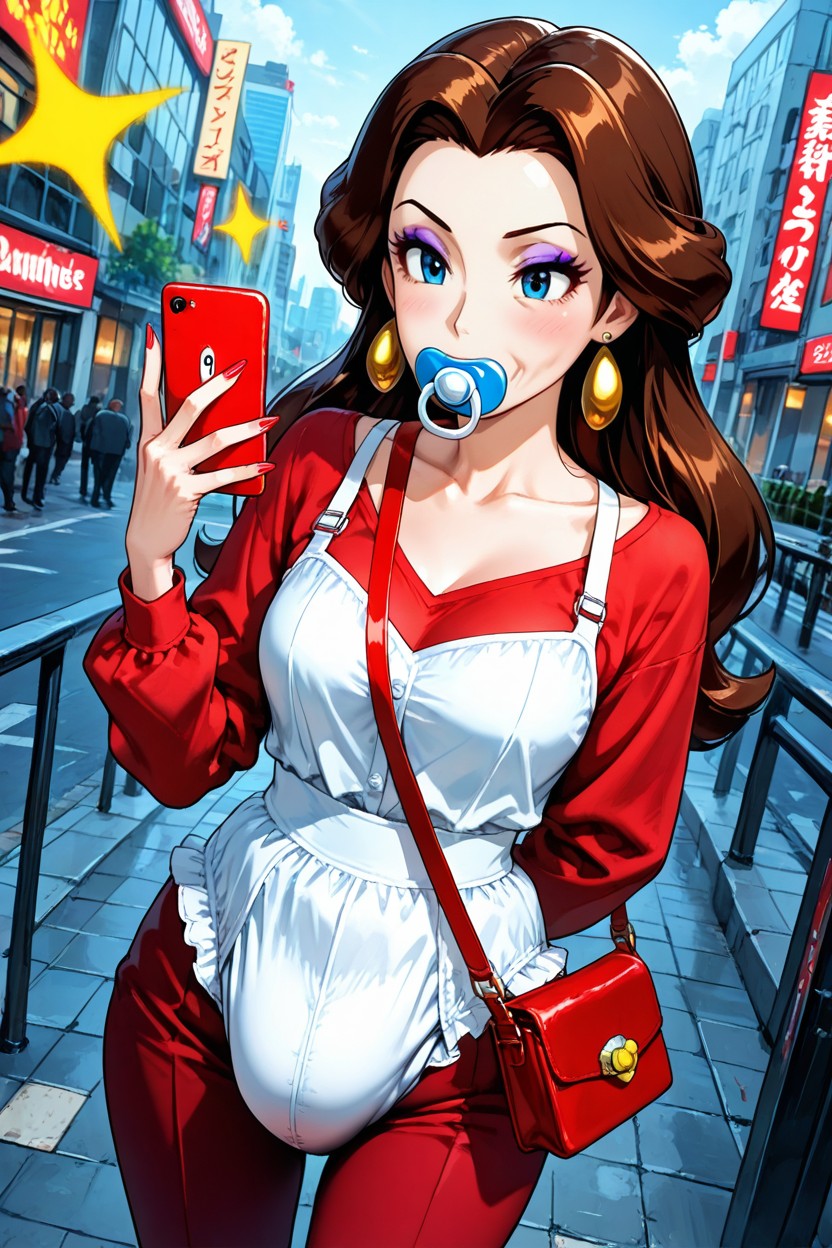 Brunette Hair, Eyeshadow, Bored Look AI Porn