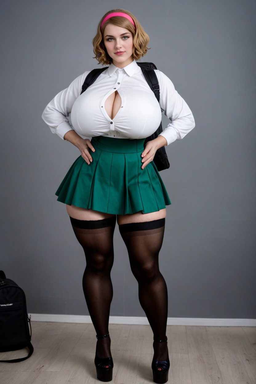 Cosplay, White Socks Above Stockings, Front View AI Porn