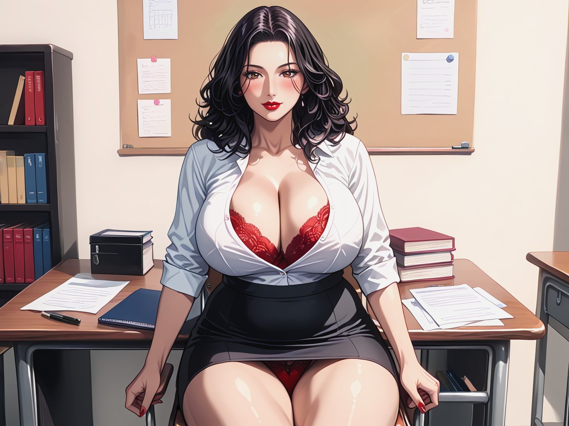 Perfect Huge Breast Expansion, Sitting Down, Model Pose MILF AI Porn