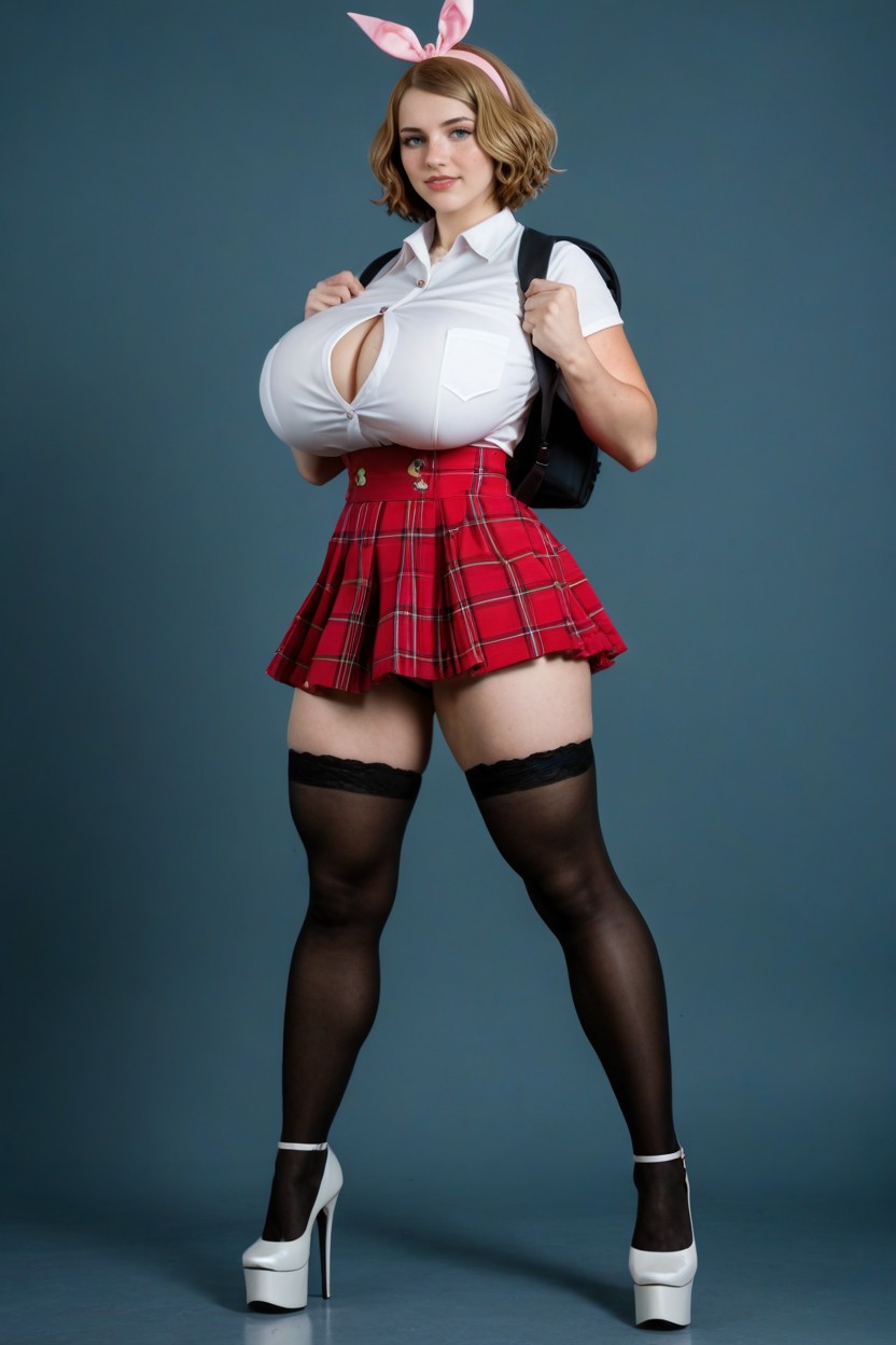 Freckles, Skirt Showing Bubble Butt, Cosplay AI Porn
