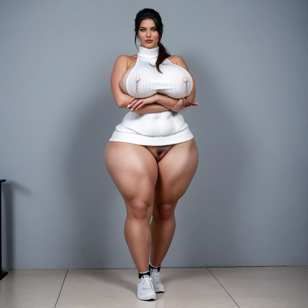 Front View, Hyper Breasts, Cotton Shorts AI Porn