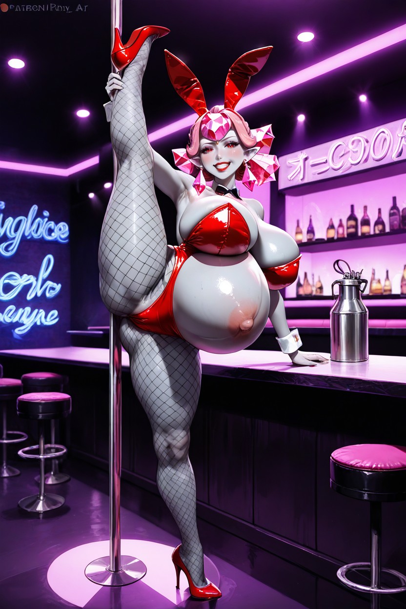 25+, Huge Protruded Navel, Leather Bunny Suit AI Porn