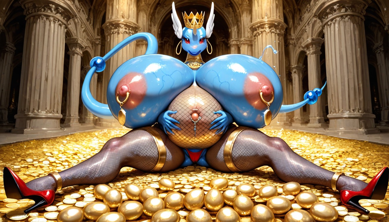Walls Of White Marble, Wooden Chests Of Gold, Dragonair Pokemon Hentai AI Porn