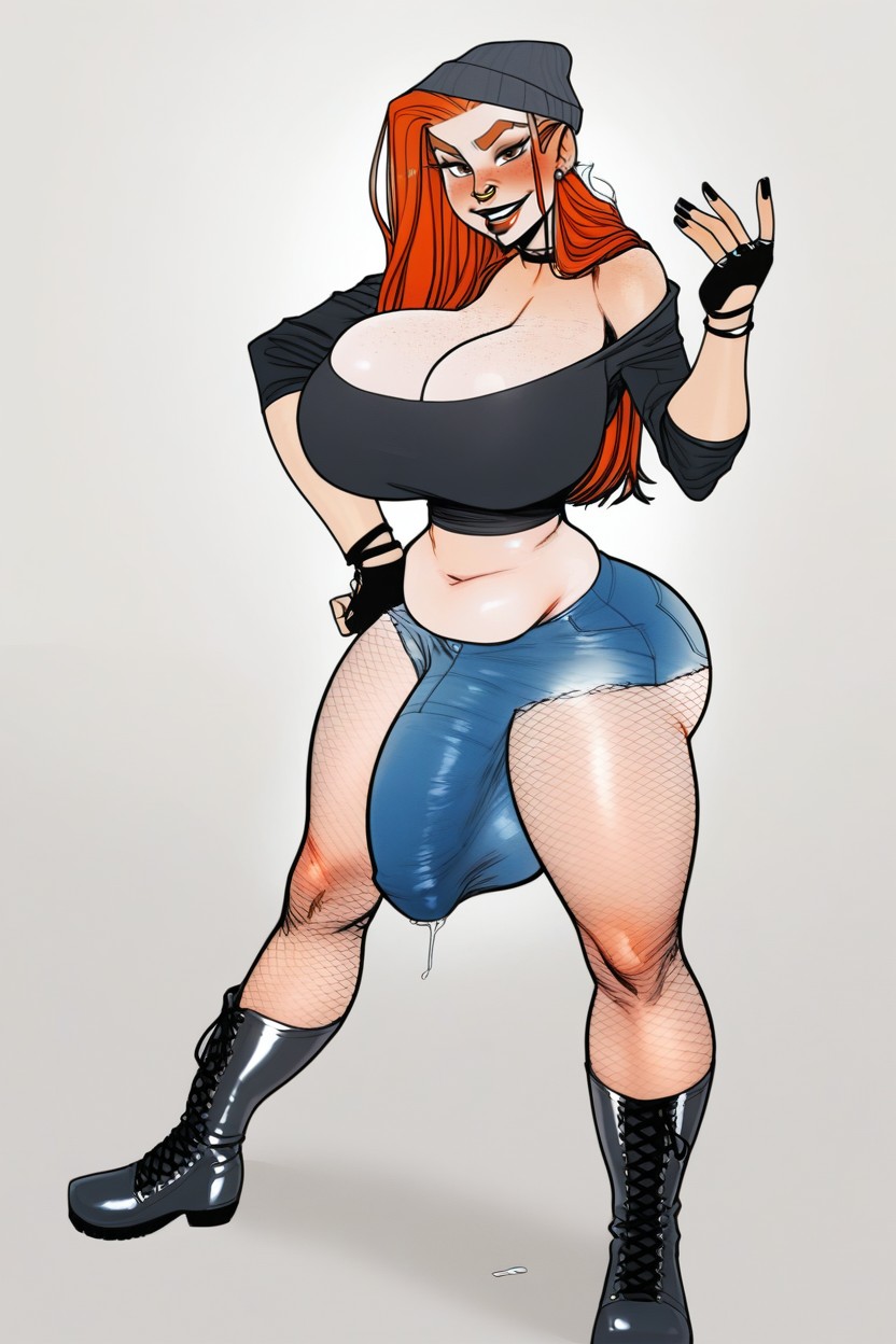 Boots, Belly Paunch, Sweaty Shemale AI Porn