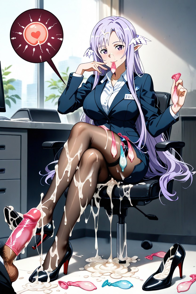 Cum On Hair, Cum On Body, Sitting Hentai AI Porn