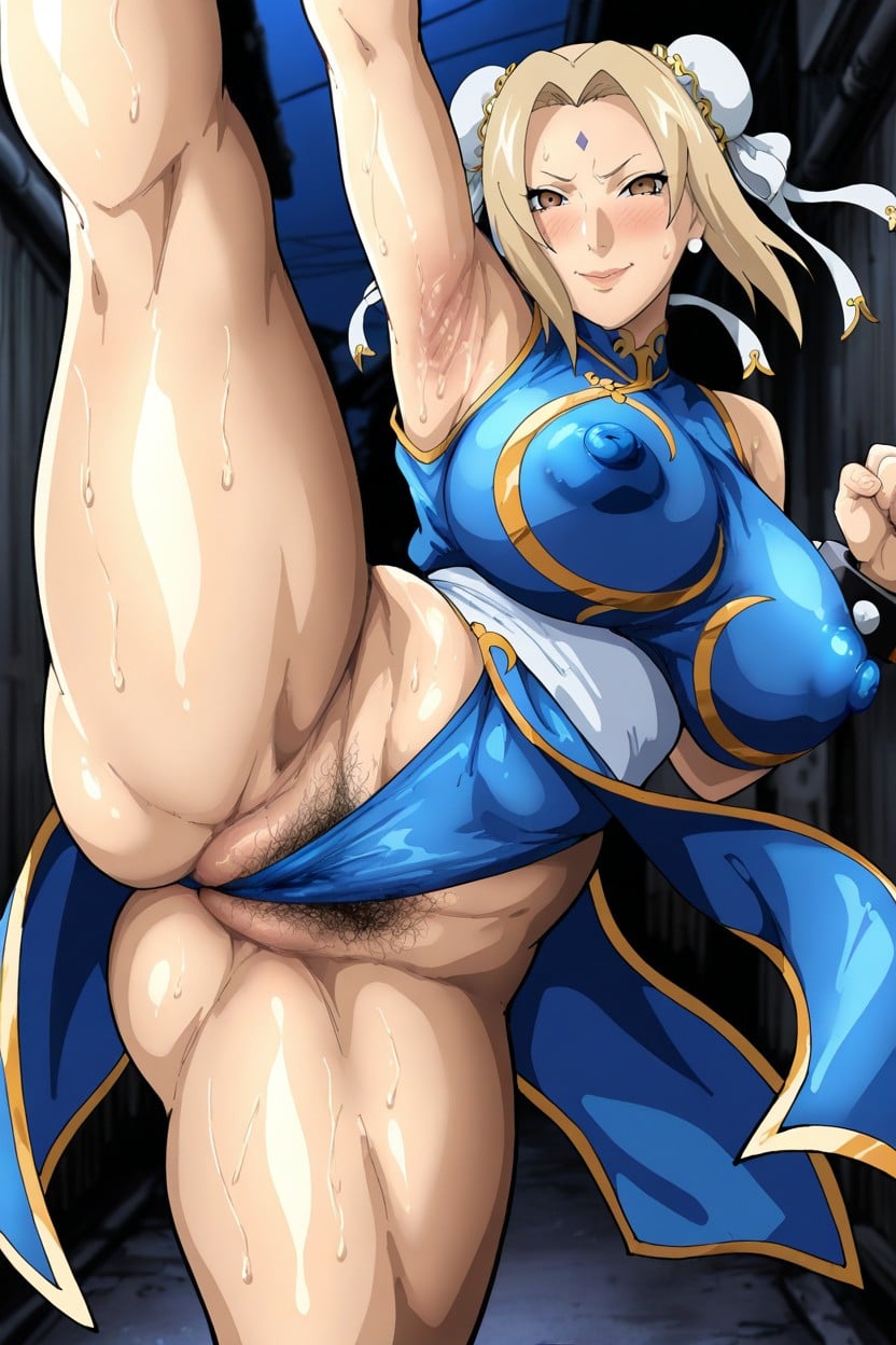 Sweat, Looking At Viewer, Back Alley At Night Hentai AI Porn