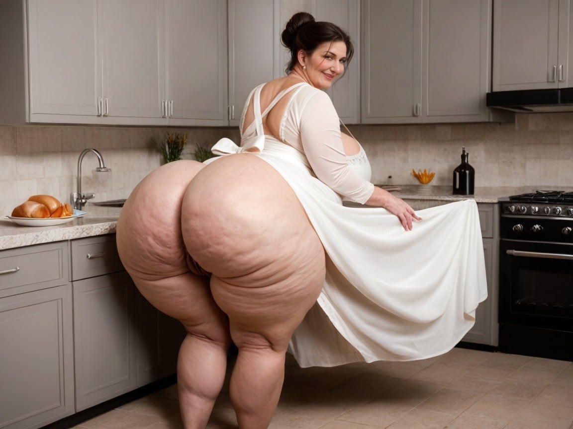 Extremely Wide Hips, Long Dress, Tight Clothes AI Porn