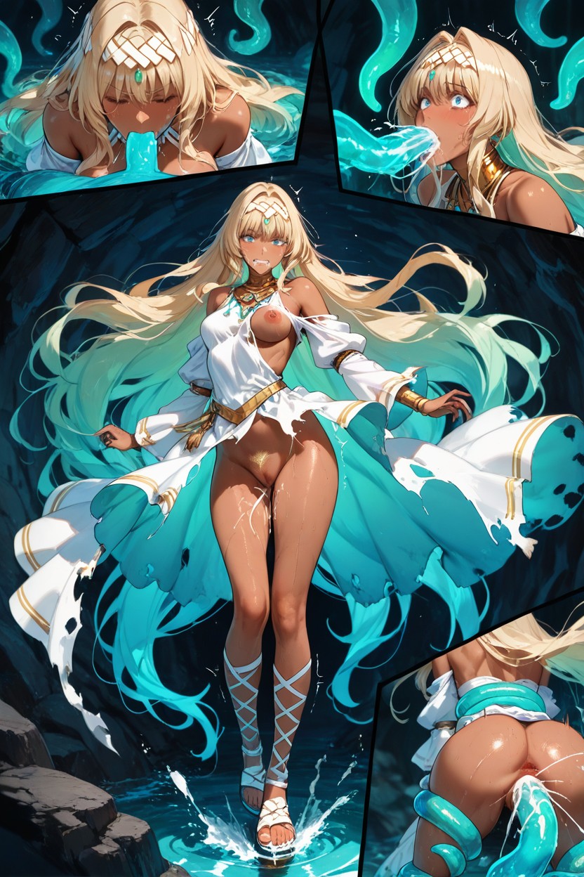 Dark Skin, Masterful Dynamic Linework, Bare Shoulders Hentai AI Porn