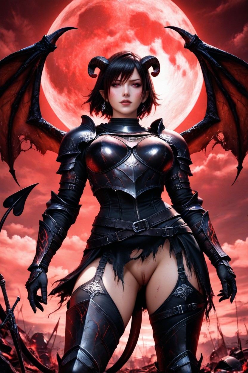 Dark Fantasy Art Style, Knight Armor, Demon Tail AI Porn