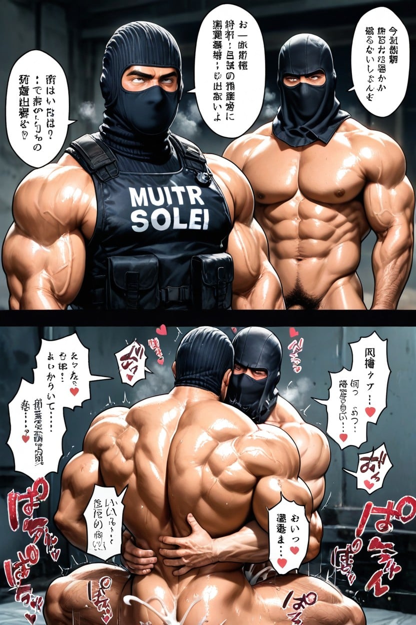 Speech Bubble, Muscles Surdimensionnés, Bara Manga Porno IA Gay