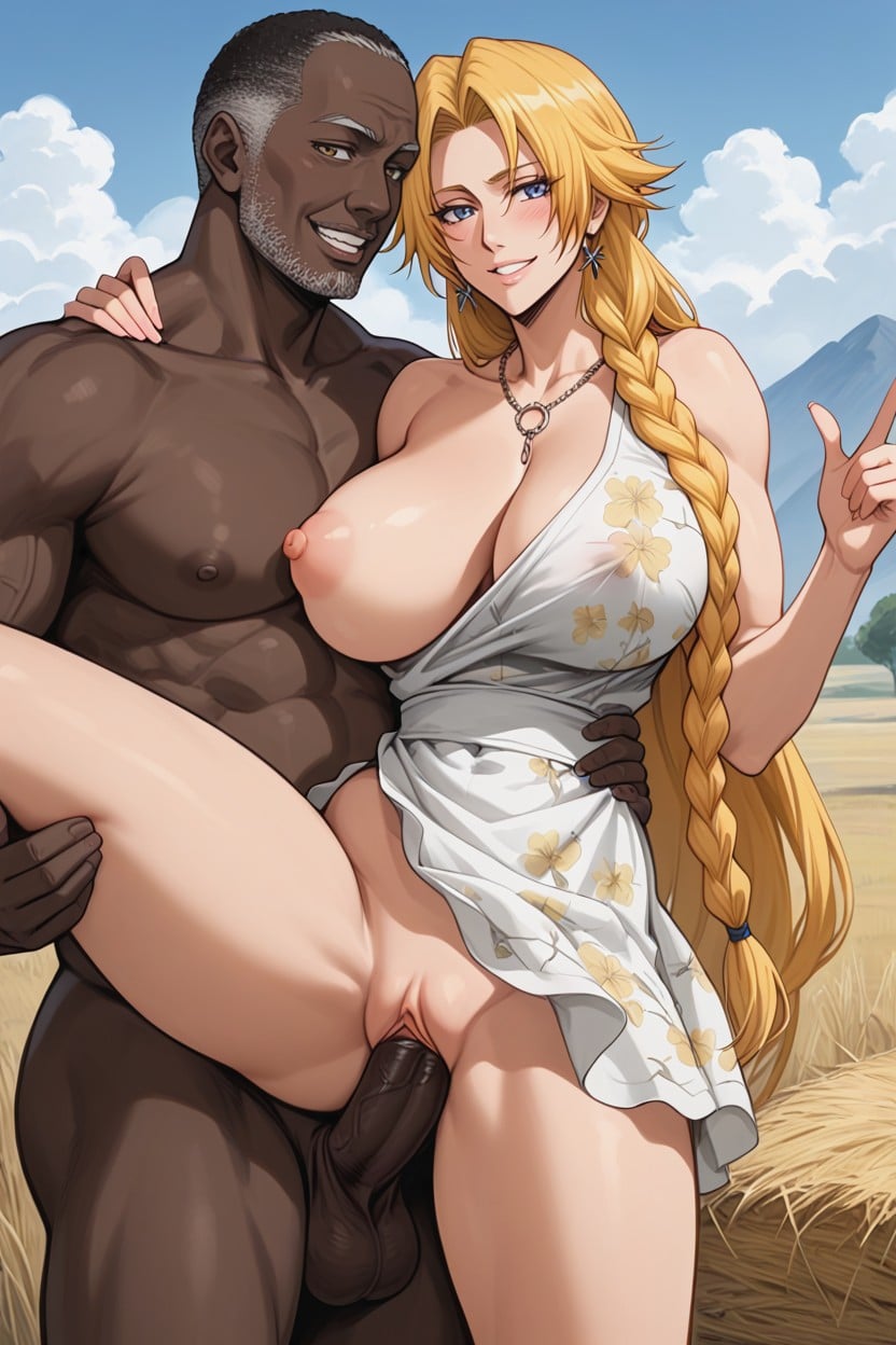 Puffy Nipples, Raised Dress, Old African Man Gigantic Flaccid Cock Visible AI Porn