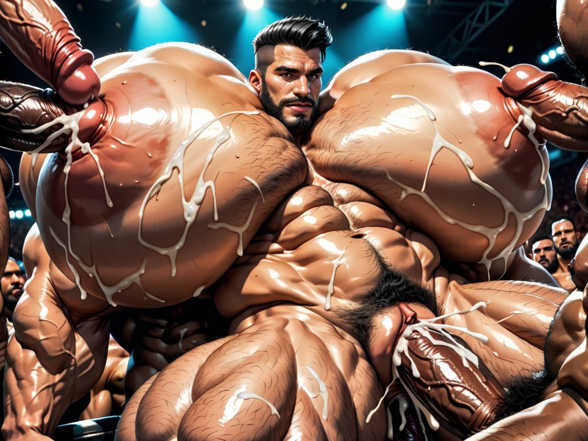 Extremely Large Ass, Mouth Agape, Massive Gangbang AI Porn