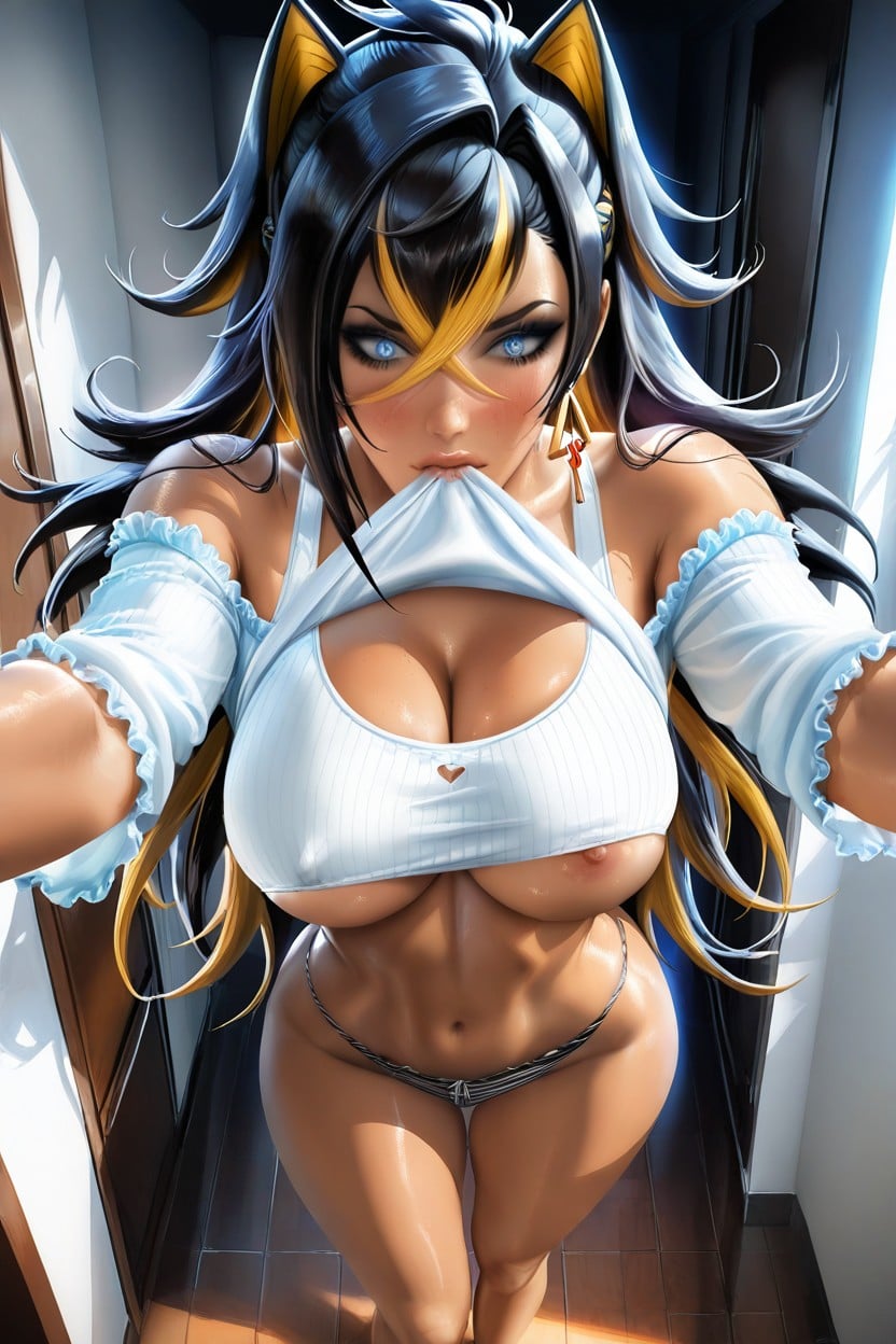 Off-shoulder, Seductive, She Grabs The Viewer Hentai AI Porn