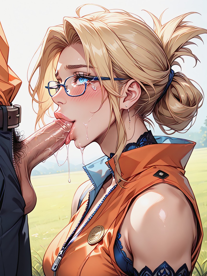 Folded Ponytail, Shocked, Natural Breast Hentai AI Porn