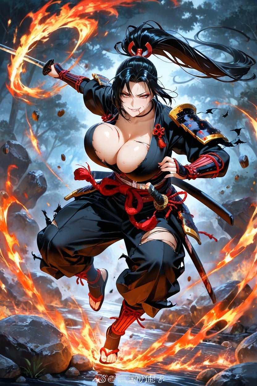 Samurai Woman, K, Dynamic Pose Hentai AI Porn