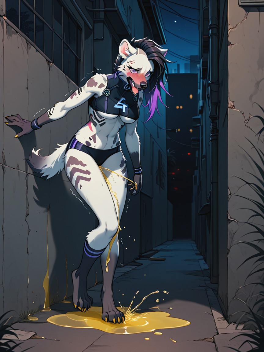 18+, Hyena, White Fur Furry AI Porn