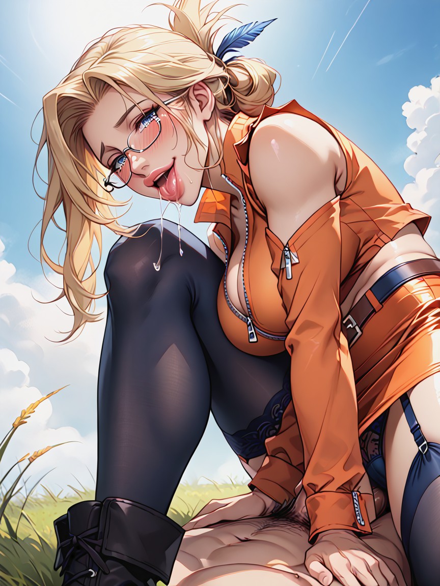 Drooling, Messy Hair, Navel Hentai AI Porn