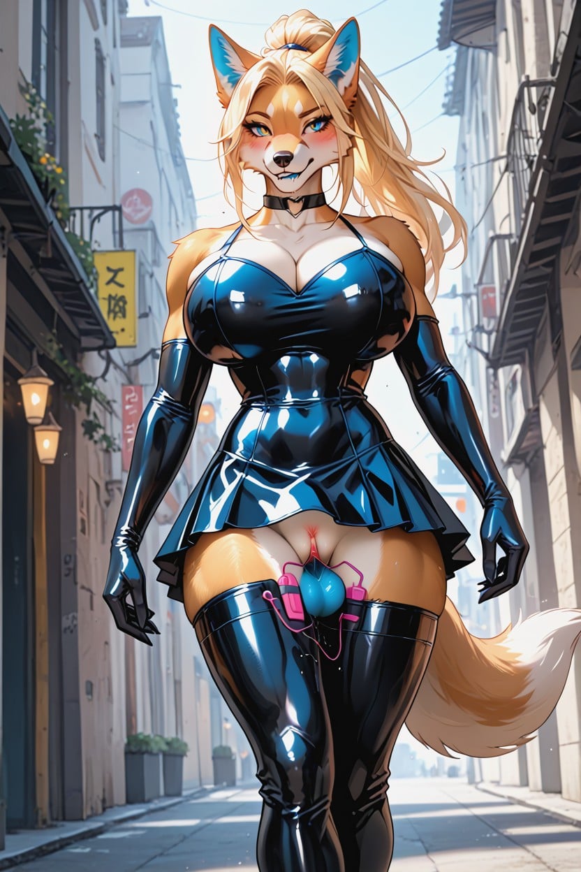 Embarrassed, Vibrator, Female Corgi Furry AI Porn