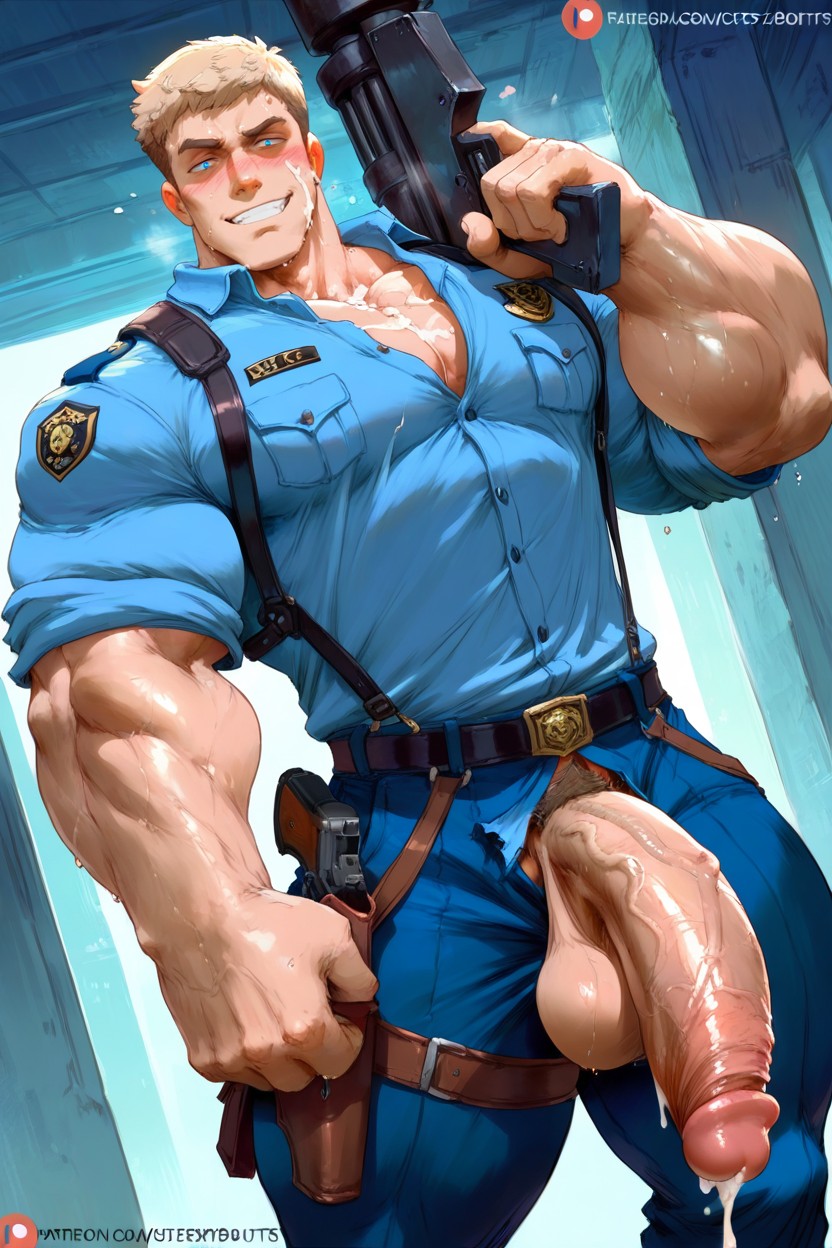 Laios Face, Squeezable, Huge Muscular Body AI Gay Porn