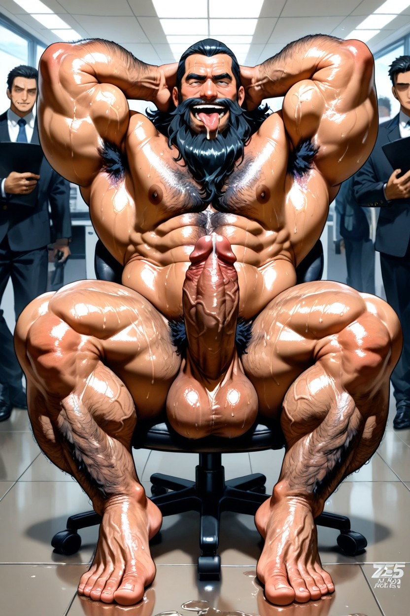 Heavy Oversized Balls, Sitting Down, Thick AI Gay Porn