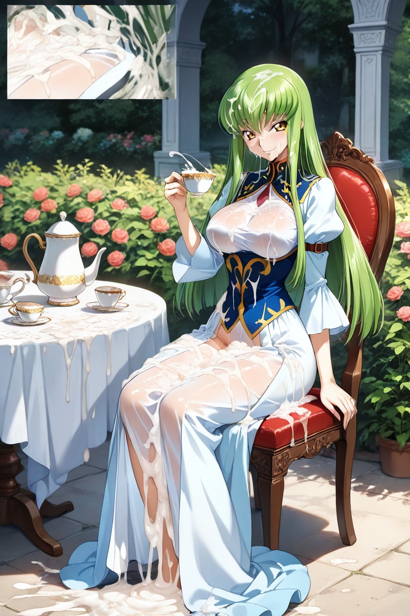 Regal Posture, Excessive Cum On Clothes, Excessive Cum On Hair Hentai AI Porn
