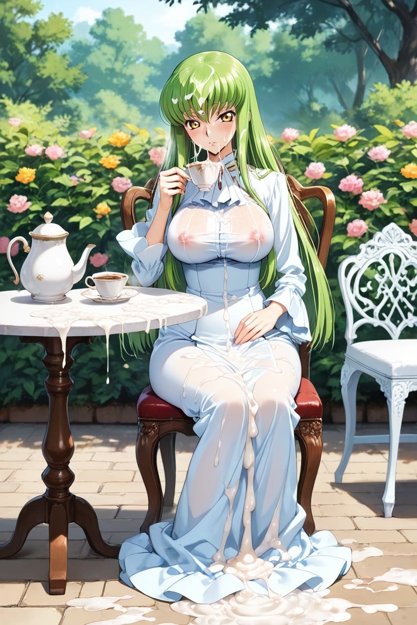 Cum Covered Hair, Excessive Cum On Chair, Cum Covered Teapot Hentai AI Porn