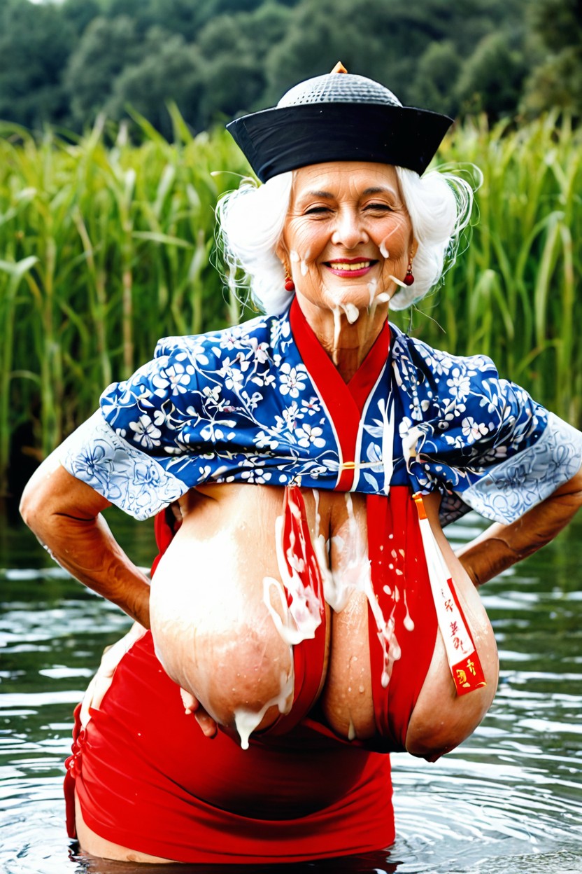 Chinese Rice, Full Body View Distance, Wet Shiny Skin AI Porn