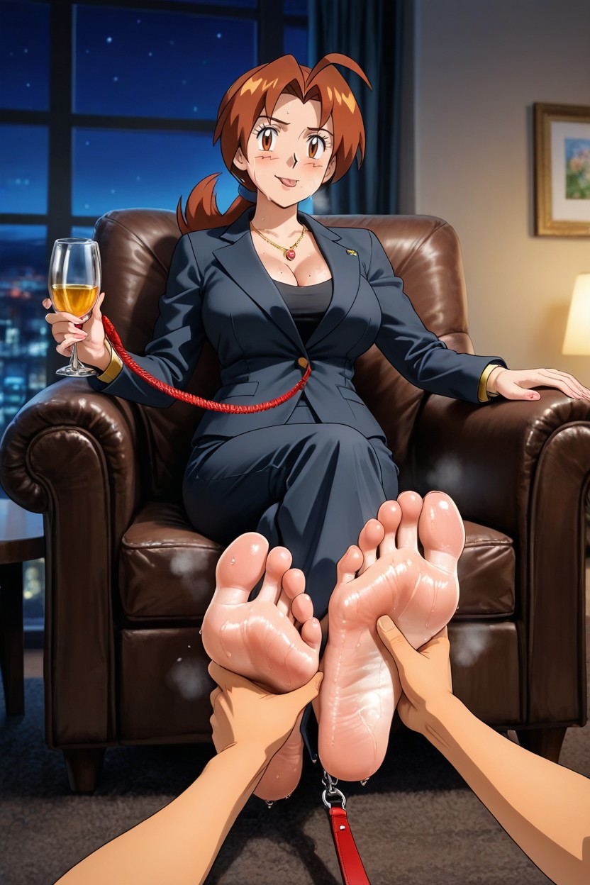 Perfect Feet, Chic Living Room, Foot Worship Hentai AI Porn