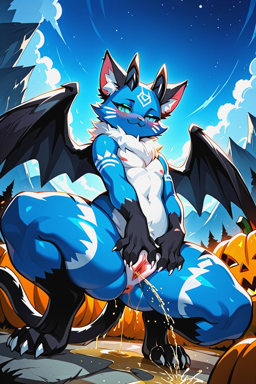 Mountains, Touching Crotch, White Paws Furry AI Porn