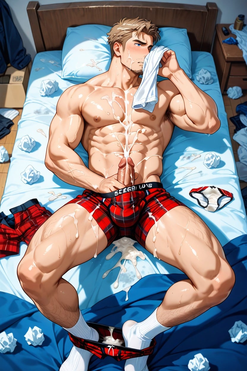 Cum On Pecs, Messy Bed, 18+ Porno IA Gay