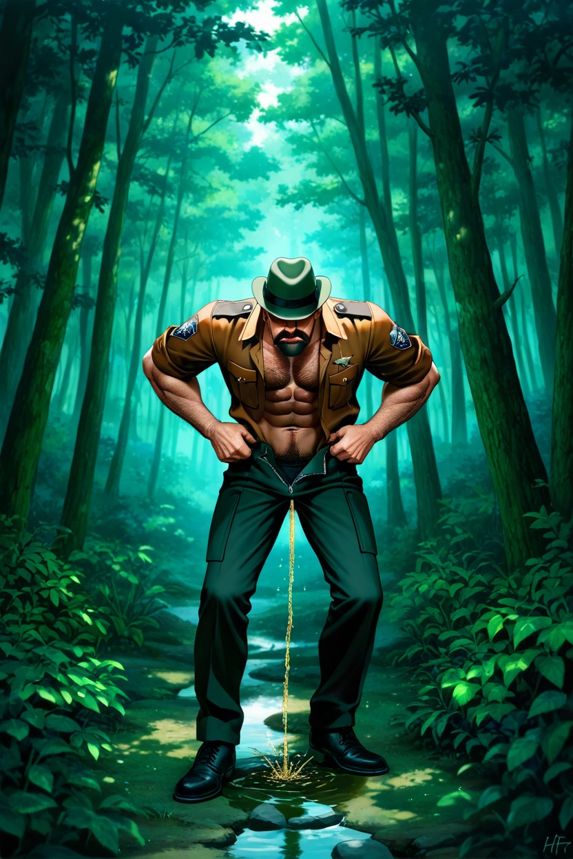 Dick Hanging Out Of, Opened Shirt, Pissing Porno IA Gay